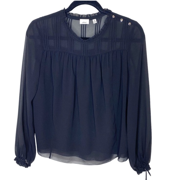 ARITZIA Wilfred Lourdes Chiffon Long Sleeve Prairie Blouse - Picture 4 of 13